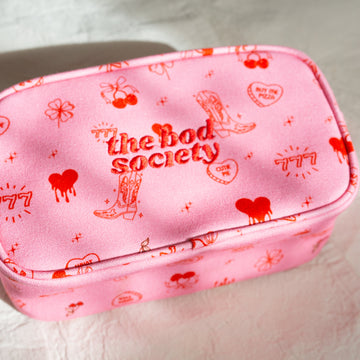 Hearts N' Flames Canvas Skincare And Makeup Bags