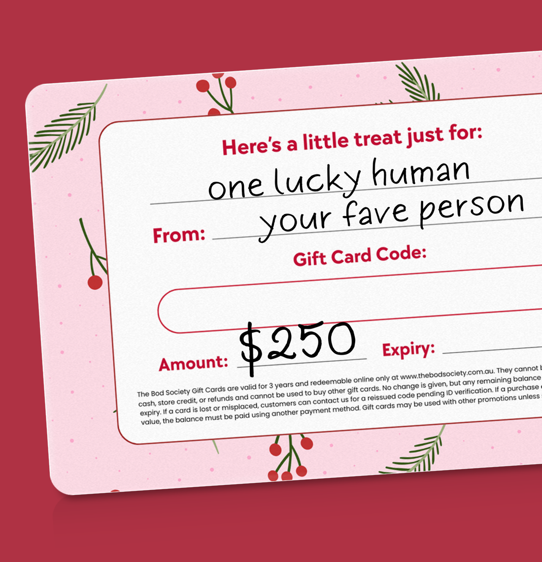 Christmas Gift Card - Physical Gift Card Mailed Out