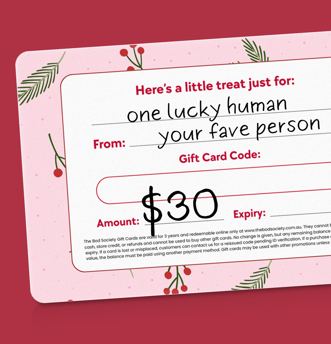 Christmas Gift Card - Physical Gift Card Mailed Out