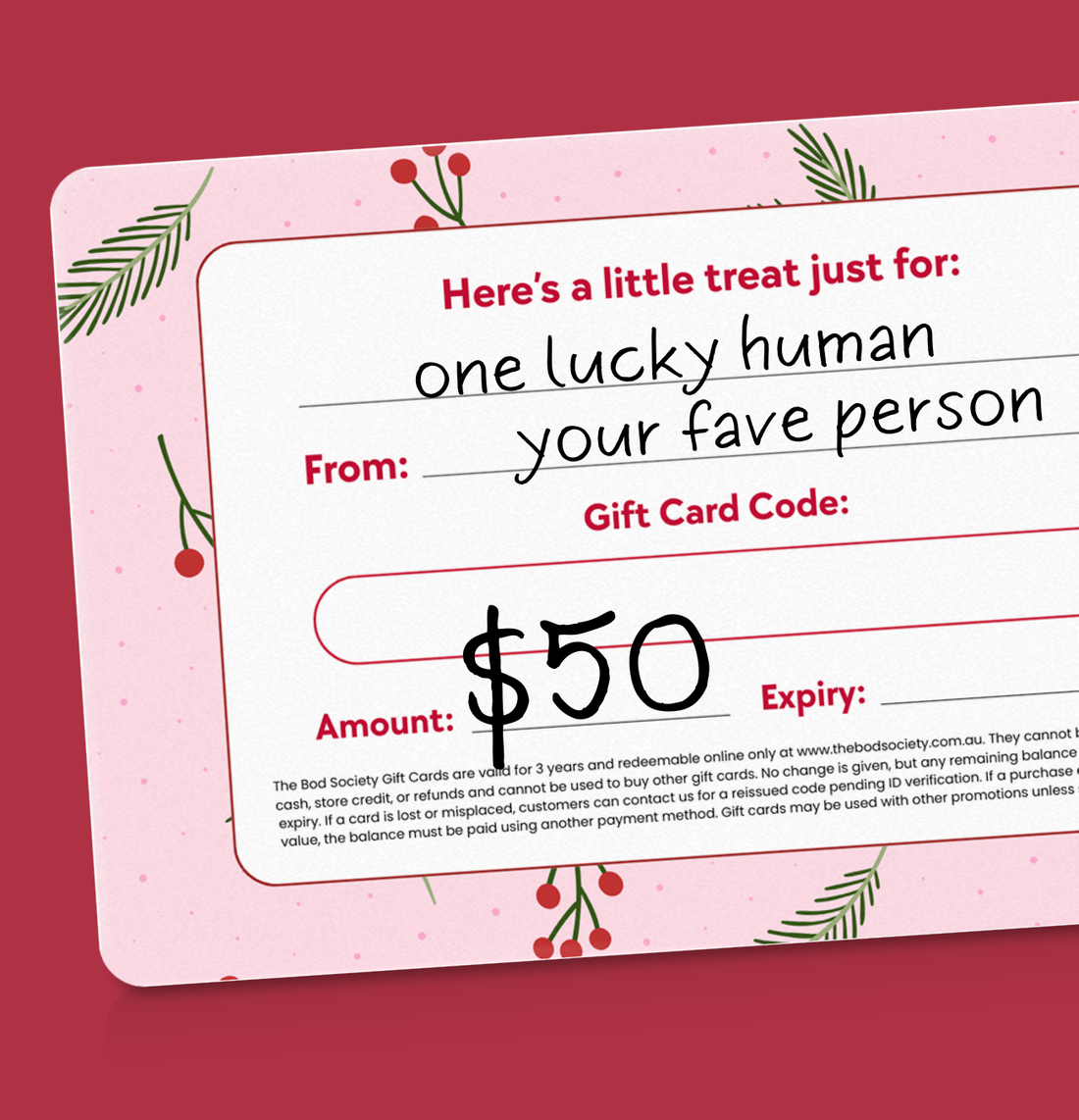 Christmas Gift Card - Physical Gift Card Mailed Out