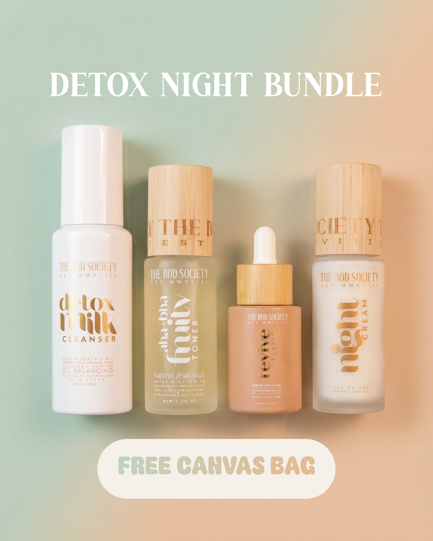 Detox Acne Skincare Night Bundle Kit Natural Skincare for Acne and Breakouts