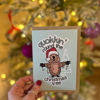 Quokkin' Around The Christmas Tree Eco Christmas Greeting Card